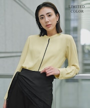 【WEB&一部店舗限定カラーあり】BackSatinAmunzen バンドカラーブラウス