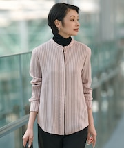【WEB&一部店舗限定カラーあり】BackSatinAmunzen バンドカラーブラウス