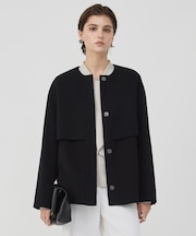 WoolRever ノーカラーショートコート