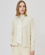 ソフトカシミヤミックス ケーブルVネックニット