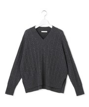 ソフトカシミヤミックス ケーブルVネックニット