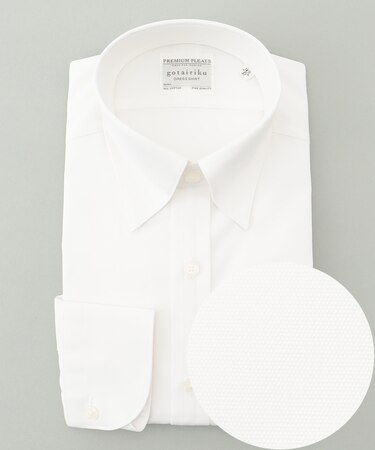 【形態安定】PREMIUMPLEATS_スナップダウン_通年ドレスシャツ（無地/織柄）