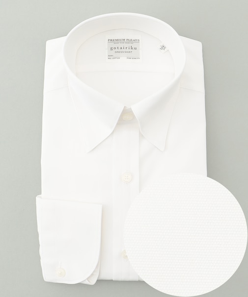 【形態安定】PREMIUMPLEATS_スナップダウン_通年ドレスシャツ（無地/織柄）