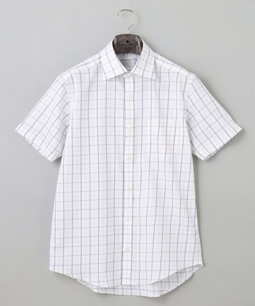 春夏向け【形態安定】SUMMERPREMIUMPLEATS_スモールワイドカラー 半袖ドレスシャツ（ストライプ/チェック）