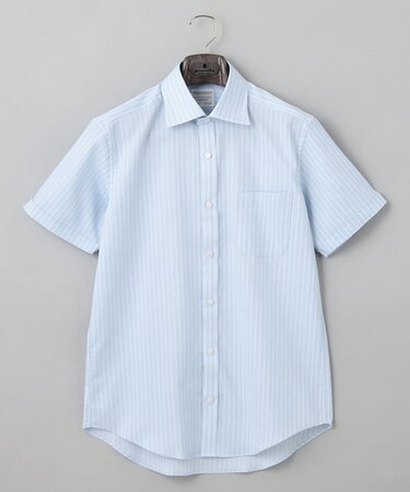 春夏向け【形態安定】SUMMERPREMIUMPLEATS_スモールワイドカラー 半袖ドレスシャツ（ストライプ/チェック）