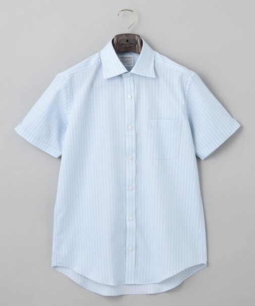 春夏向け【形態安定】SUMMERPREMIUMPLEATS_スモールワイドカラー 半袖ドレスシャツ（ストライプ/チェック）