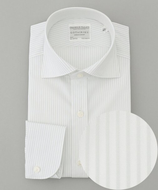 【形態安定】PREMIUMPLEATS_ワイドスプレッド 通年ドレスシャツ
