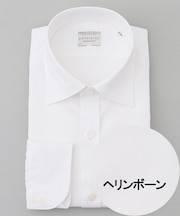 【形態安定】PREMIUMPLEATS_セミワイドカラー _織柄_通年ドレスシャツ