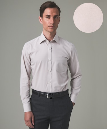 【形態安定】PREMIUMPLEATS_レギュラーカラー 通年ドレスシャツ_アイボリー(24年秋冬モデル)