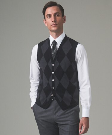 体温調整に【洗える/チクチクしにくい/ピリングしにくい】イタリア糸 ハイゲージ ベスト_WOOL100%