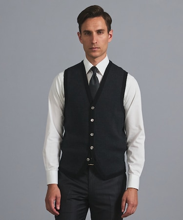 体温調整に【洗える/チクチクしにくい/ピリングしにくい】イタリア糸 ハイゲージ ベスト_WOOL100%