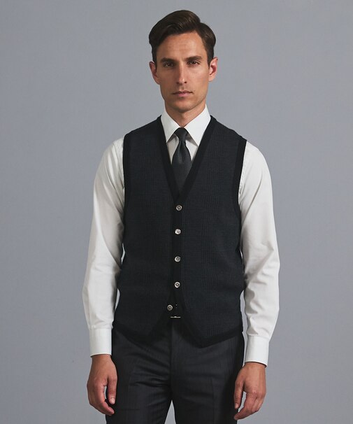体温調整に【洗える/チクチクしにくい/ピリングしにくい】イタリア糸 ハイゲージ ベスト_WOOL100%