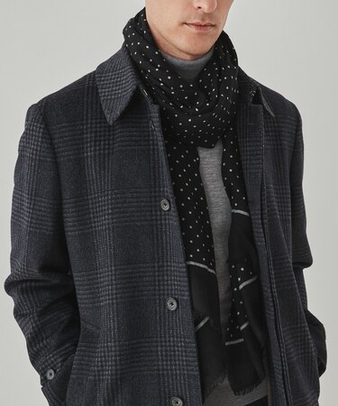【WOOL100％】大判ドットットプリントストール