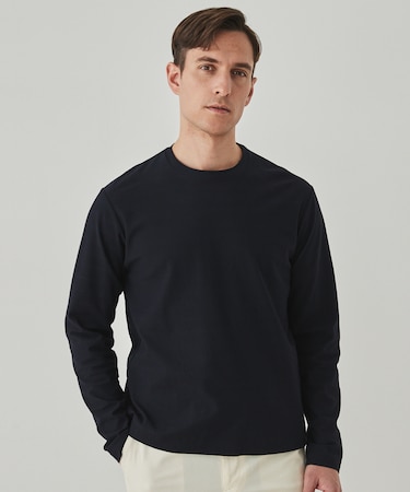 ジャケットのインナーに最適【WEB&一部店舗限定】キレイ目 鹿の子 ビズ長袖Tシャツ