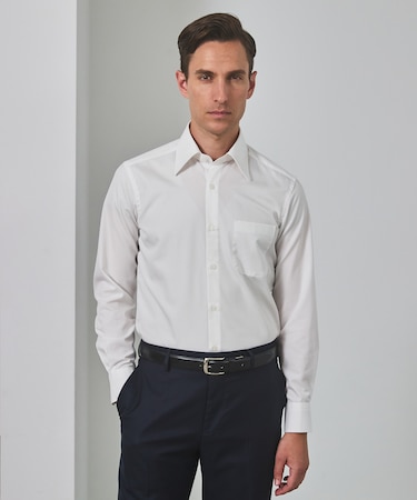 【形態安定】PREMIUMPLEATS_レギュラーカラー 通年ドレスシャツ_ホワイト(25年春夏モデル)