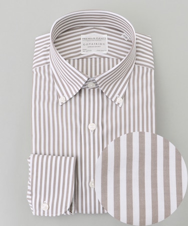 【形態安定】PREMIUMPLEATS_ボタンダウンカラー 通年ドレスシャツ_ストライプ(25年春夏モデル)