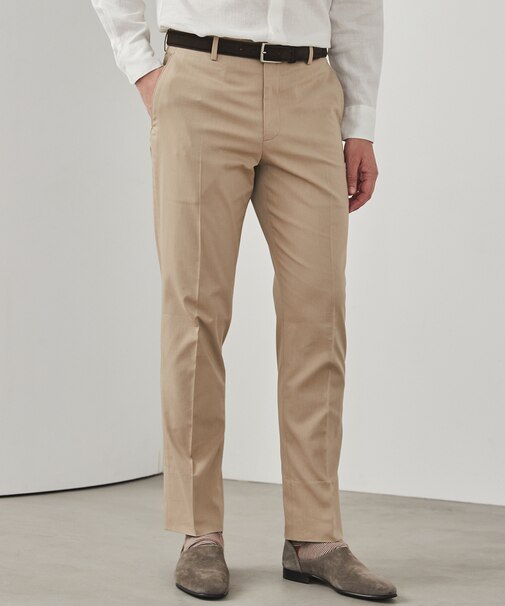 仕事で着られる綿パン【吸水速乾/ストレッチ/折り目加工】クールマックスコットンパンツ_ノータック（25年モデル）