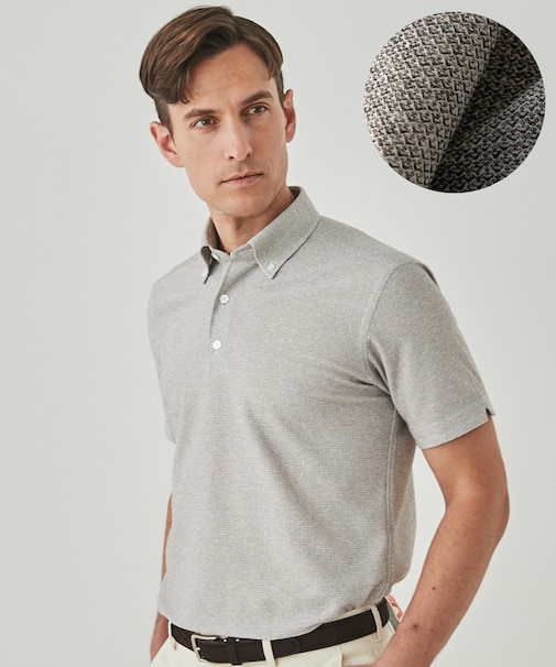 麻混・襟しっかり【洗える/通気性】ノルマンディーリネン ボタンダウンポロシャツ(25年モデル)