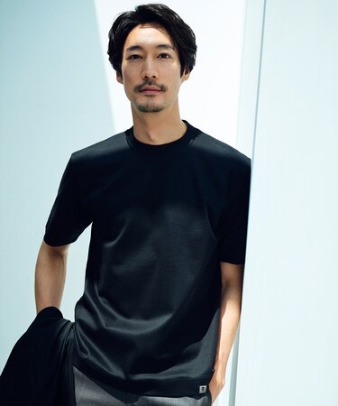 クルーネック以上 モックネック未満【ジャケット専用】カバーネック ドレスTシャツ