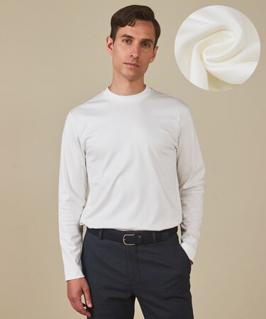 【綿100％】カバーネック ドレスTシャツ_ロング