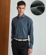 新色/キングサイズ入荷【シワになりにくい/ストレッチ/洗える】ウールライク シャツ_カッタウェイカラー
