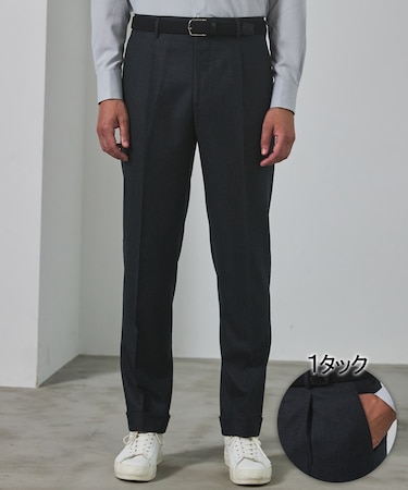 【保温性/ストレッチ/シワになりにくい】サキソニーストレッチパンツ_1タック(25年モデル）