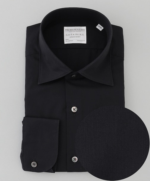 【形態安定】PREMIUMPLEATS_セミワイドカラー 通年ドレスシャツ（カラー ストライプ）