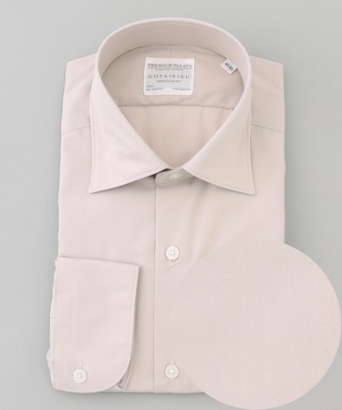 【形態安定】PREMIUMPLEATS_セミワイドカラー 通年ドレスシャツ（カラー ストライプ）