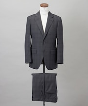 横に伸びる【TasmaniaWool/タマニアウール】ストレッチ スーツ_グレー格子柄