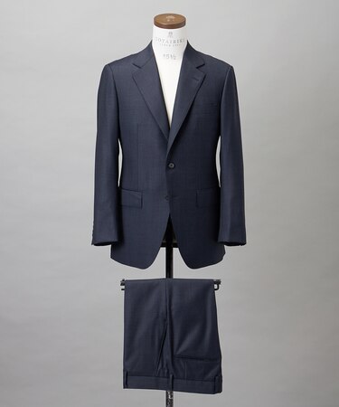 【Loro Piana Fabric】365 通年スーツ(ネイビー×格子)