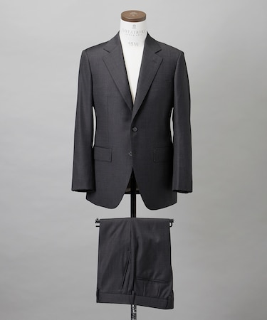 【Loro Piana Fabric】365 通年スーツ(グレー×格子)