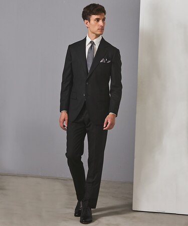 シワになりにくい【御幸毛織/みゆきけおり】Superio160 スーツ_ブラックチェック