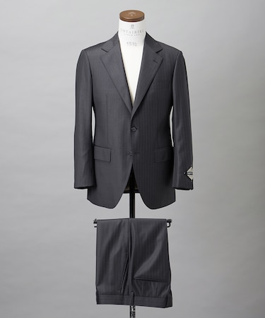 シワになりにくい【御幸毛織/みゆきけおり】Superio160 スーツ_グレーストライプ