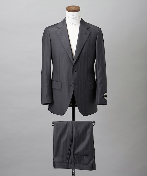 シワになりにくい【御幸毛織/みゆきけおり】Superio160 スーツ_グレーストライプ