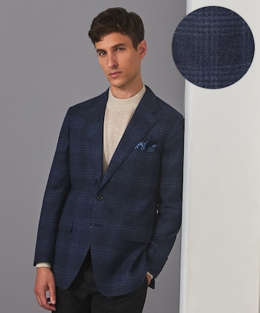 【Ermenegild Zegna/ゼニア】トロフェオ カシミヤ ジャケット_ネイビーチェック
