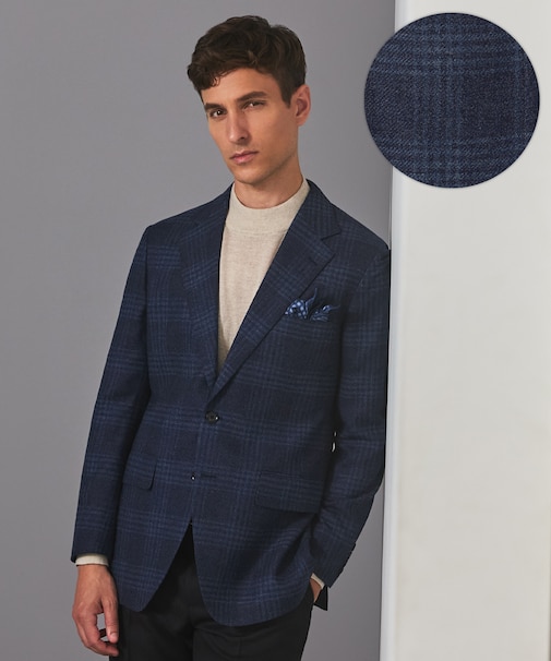 【Ermenegild Zegna/ゼニア】トロフェオ カシミヤ ジャケット_ネイビーチェック