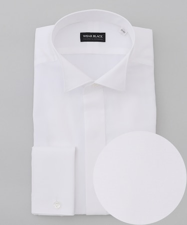 【WEAR BLACK】ウィングカラー比翼 ダブルカフス ドレスシャツ