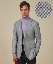 【CANONICO/カノニコ】サキソニーウールコットンブレンド ジャケット_グレー千鳥柄