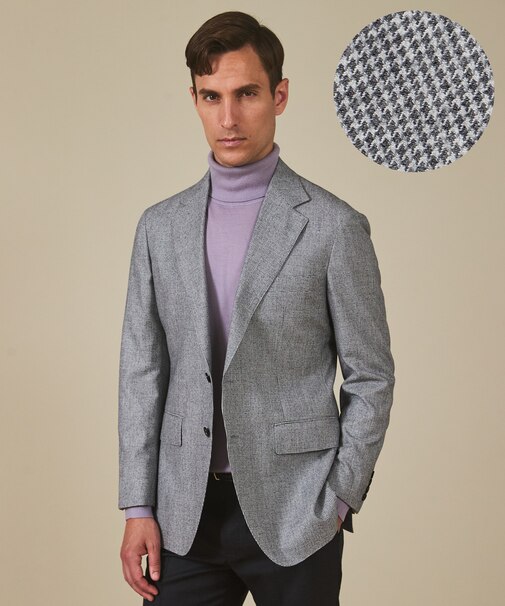 【CANONICO/カノニコ】サキソニーウールコットンブレンド ジャケット_グレー千鳥柄