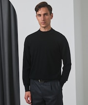 25年新作【洗える/チクチクしにくい/ピリングしにくい】イタリア糸 ハイゲージ カバーネックニット_WOOL100%