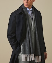 【カシミヤ100％】 幅広 マフラー_ヘリンボーン柄(40×180)