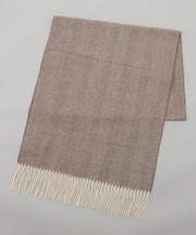 【カシミヤ100%】 幅広 マフラー_ヘリンボーン柄(40×180)