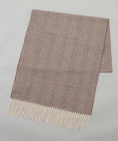 【カシミヤ100％】 幅広 マフラー_ヘリンボーン柄(40×180)