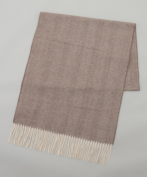 【カシミヤ100％】 幅広 マフラー_ヘリンボーン柄(40×180)