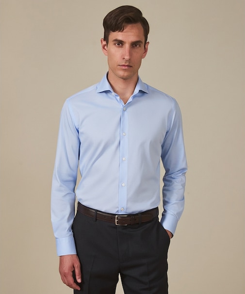 【ストレッチ/洗える】Albini ジャージ シャツ_ カッタウェイカラー