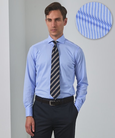 【ストレッチ/洗える】Albini ジャージ シャツ_ カッタウェイカラー