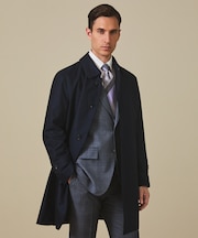 25年新作/3シーズン対応【防水/軽量/シワになりにくい】メランジカルゼ ステンカラーコート_無地