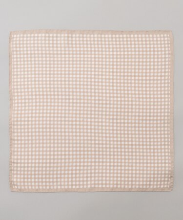 首にも巻ける【2WAY/日本製】シルク100% ポケットチーフ(チェック柄)