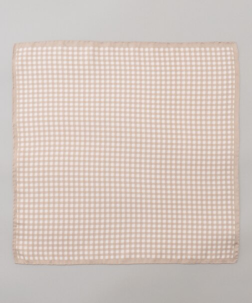 首にも巻ける【2WAY/日本製】シルク100% ポケットチーフ(チェック柄)