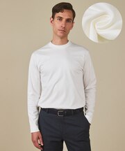 仕事で着られる 綿100% 【洗える】カバーネック ドレスTシャツ_ロング